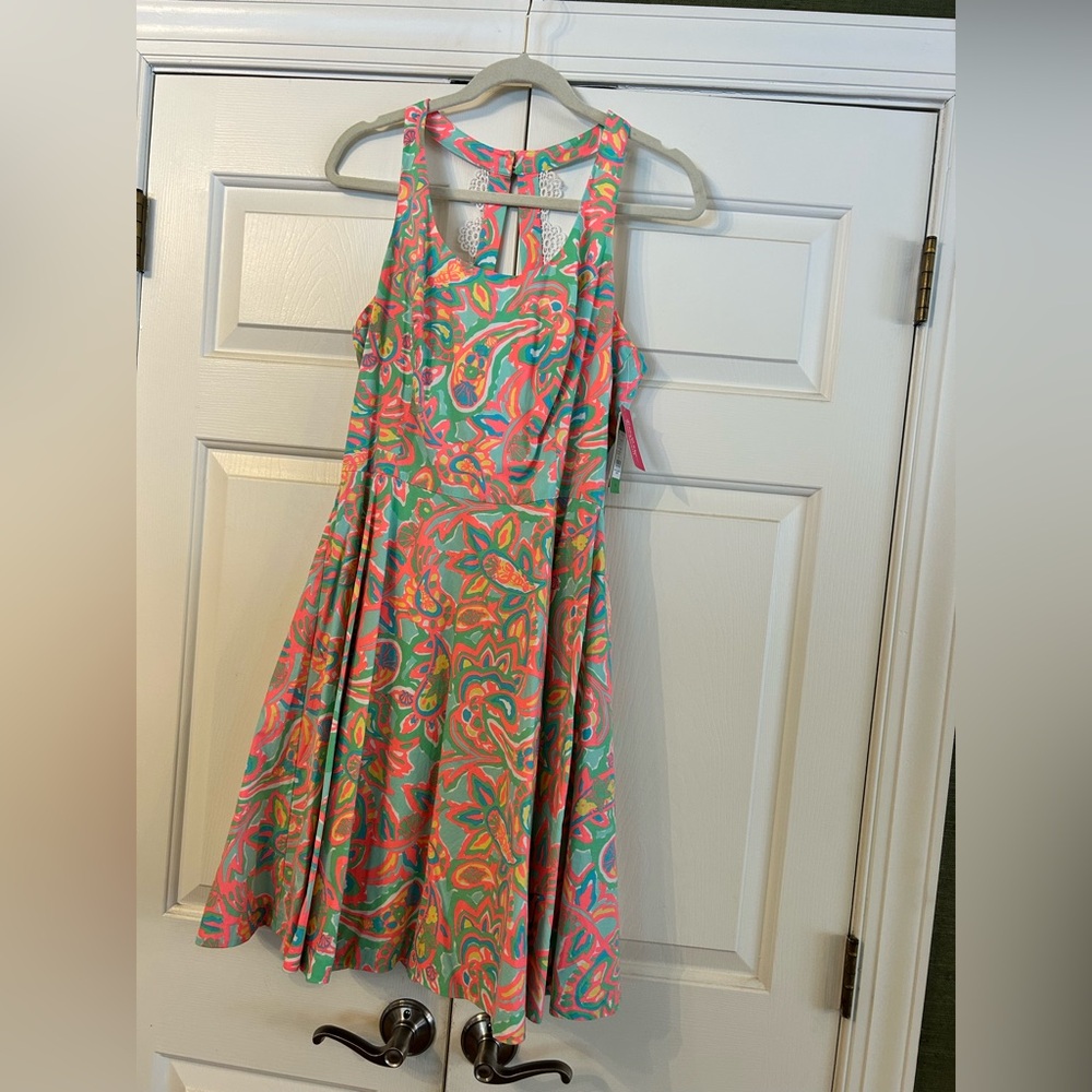 Lilly Pulitzer Zo Fit and Flare Sand Bar Blu Make a Splash Dress size 8